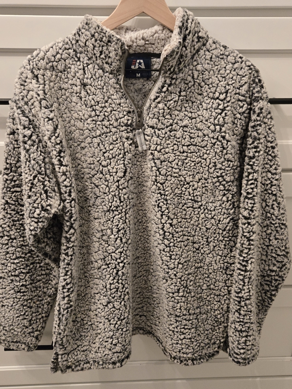 J. America Womens Sherpa Zip-Up Pullover - Gray/Black